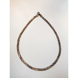 Vintage Sterling Silver 925 Braided Two Tone Necklace